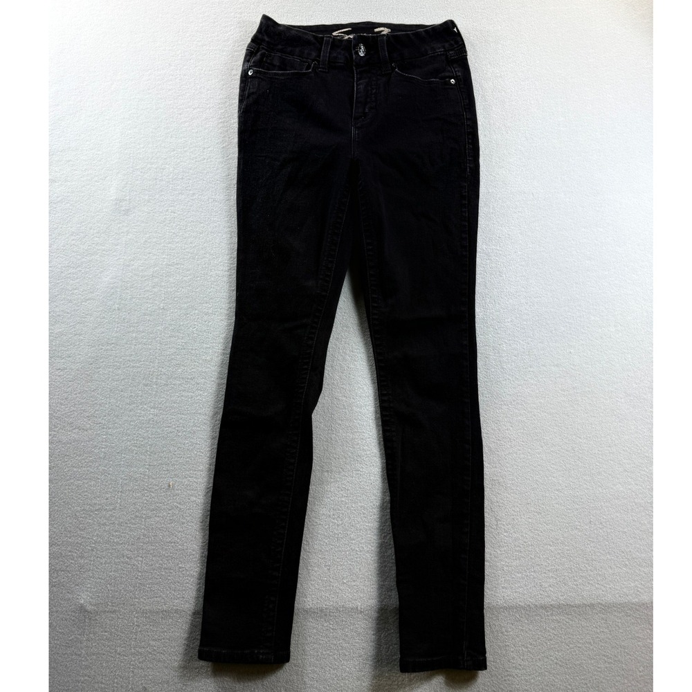 Seven7 Tummyless High Rise Skinny Jeans Women 4 Black Stretch 28x28